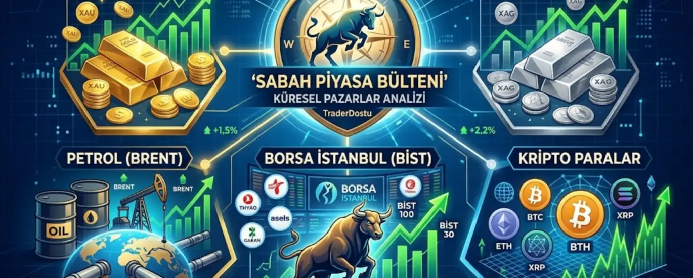 Sabah piyasa bülteni; altın, gümüş, Borsa İstanbul, petrol ve kripto para küresel piyasalar analiz grafiği.